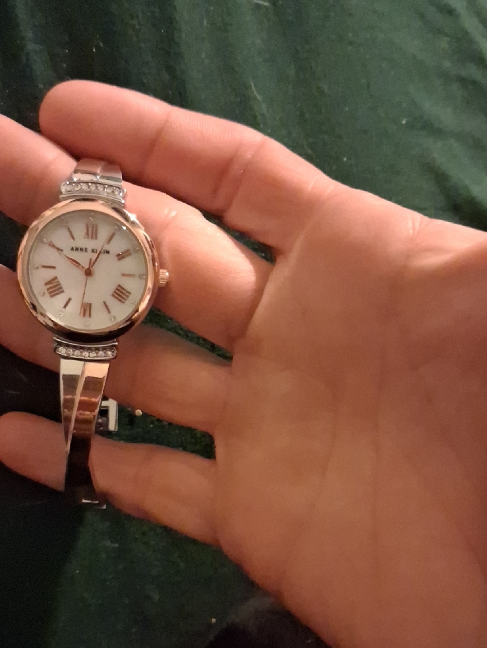 Anne Klein Rose Gold Tone Bracelet Watch with White Dial